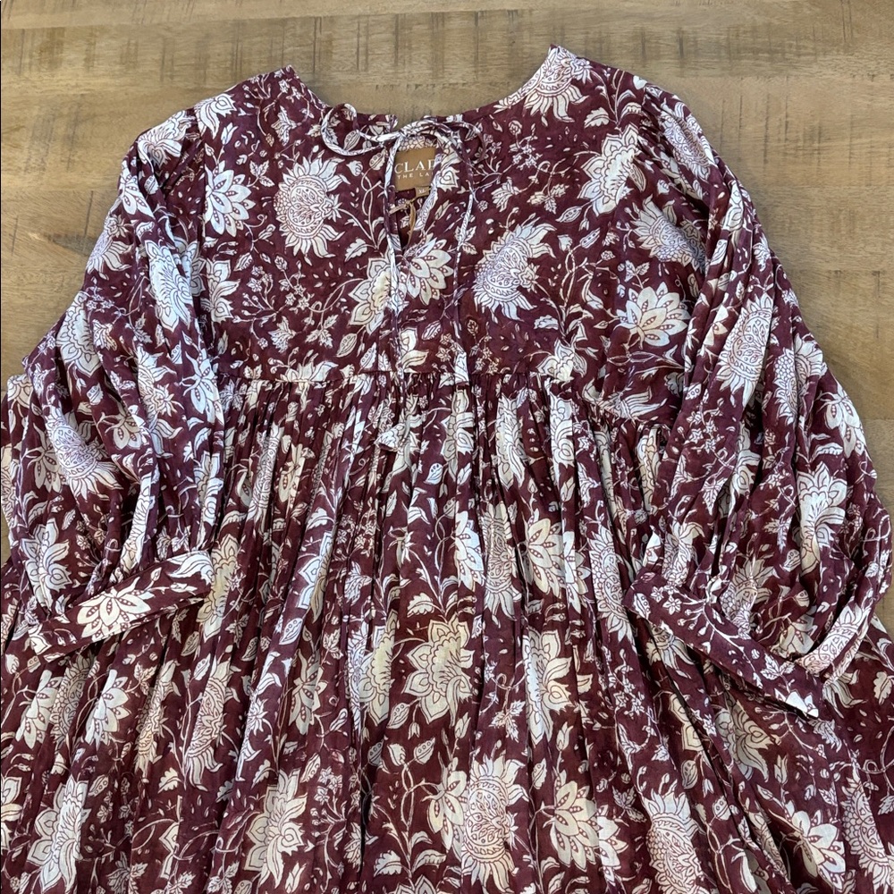 Victoria Dunn Clara the Label Flowy Boho Mini Dress 100% Cotton Handmade XL NWT - Picture 2 of 8
